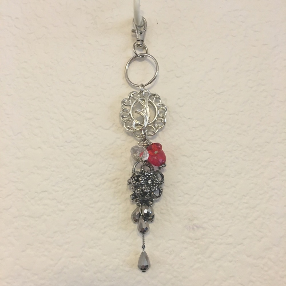 Vintage repurpose salvaged estate gem keychain